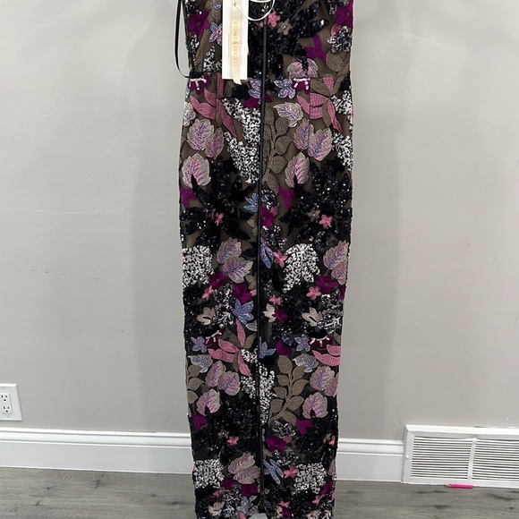 BRONX AND BANCO Dahlia Leona Embroidered Gown in Silver Multi - Picture 8 of 14